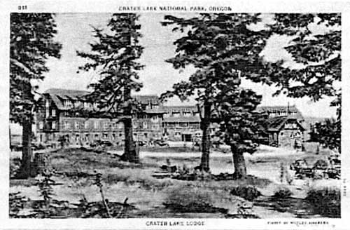 old postcard of Crater Lake Lodge