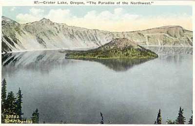 old postcard of Crater Lake